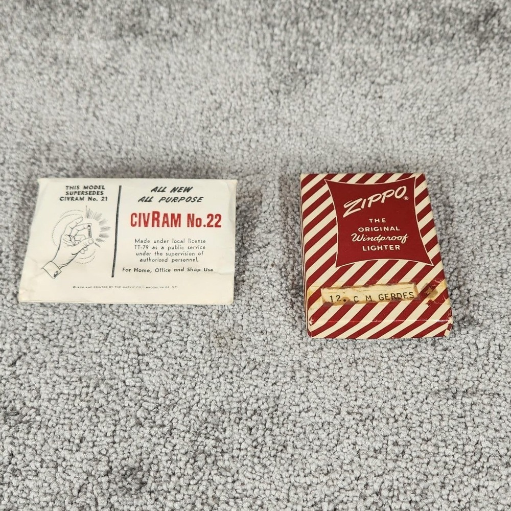 Zippo Lighter Silver Red Stripped Box Prismo Sphere of Safety Vintage Personal